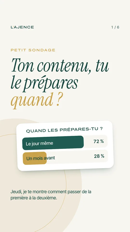 Une story dessinée par le Carrousel Maker&nbsp;: petit sondage, ton contenu, tu le prépares quand ?