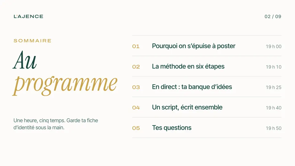 Présentation 2&nbsp;: Au programme