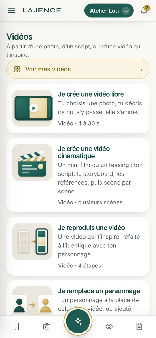 Les vidéos de l’app&nbsp;: libre, cinématique, reproduire, remplacer
